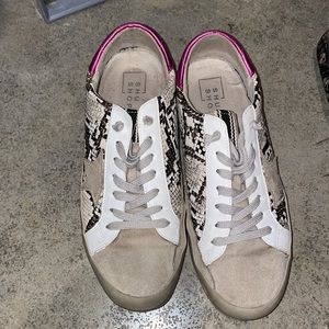 ShuShop Snake Print Sneakers with Pink Accents